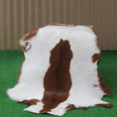 Luxury Brown and White Goat Hide Rug - Premium Hair-on Goatskin Rug - Eco-Friendly and Handcrafted - Hypoallergenic - Non-Slip Suede Back