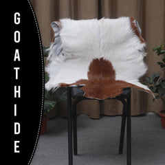 Luxurious Brown and White Premium Goat Hide Hair-on Rug - Handpicked, Handcrafted, and Eco-Friendly Sheepskin Rug for Home Décor