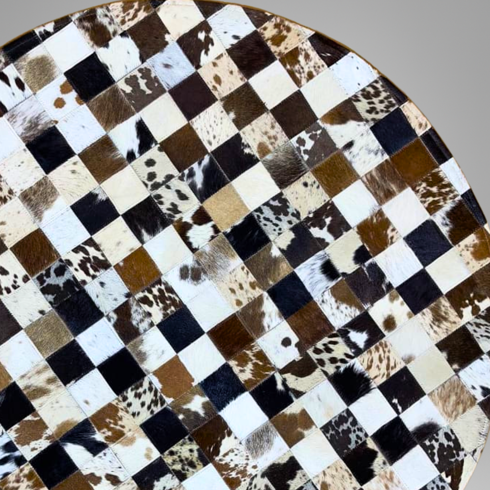 Checkered patterned surface with animal print tiles on a gray background