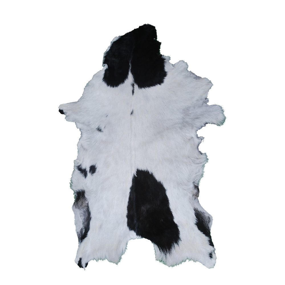 Hair-On Goat Skin Rug - Black and White Design for Unique Living Spaces - Celestial Leather Limited