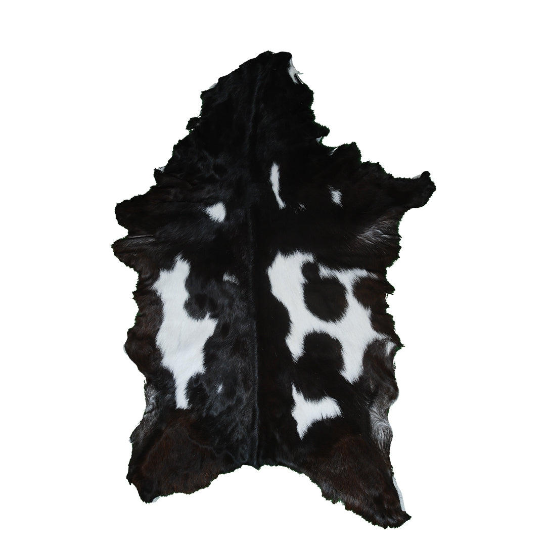 Premium Black and White Goat Skin Rug - Genuine Hair-On Leather for Home Décor - Celestial Leather Limited