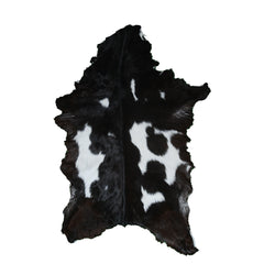 Premium Black and White Goat Skin Rug - Genuine Hair-On Leather for Home Décor - Celestial Leather Limited