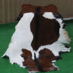 Handcrafted Dark Brown Goat Hide Rug - Soft, Natural Leather for Home Décor