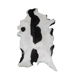 Serene Grey & White Goat Skin Rug - Natural Animal Hide Floor Decor with Suede Back - Sustainable, Eco-Friendly, and Hypoallergenic