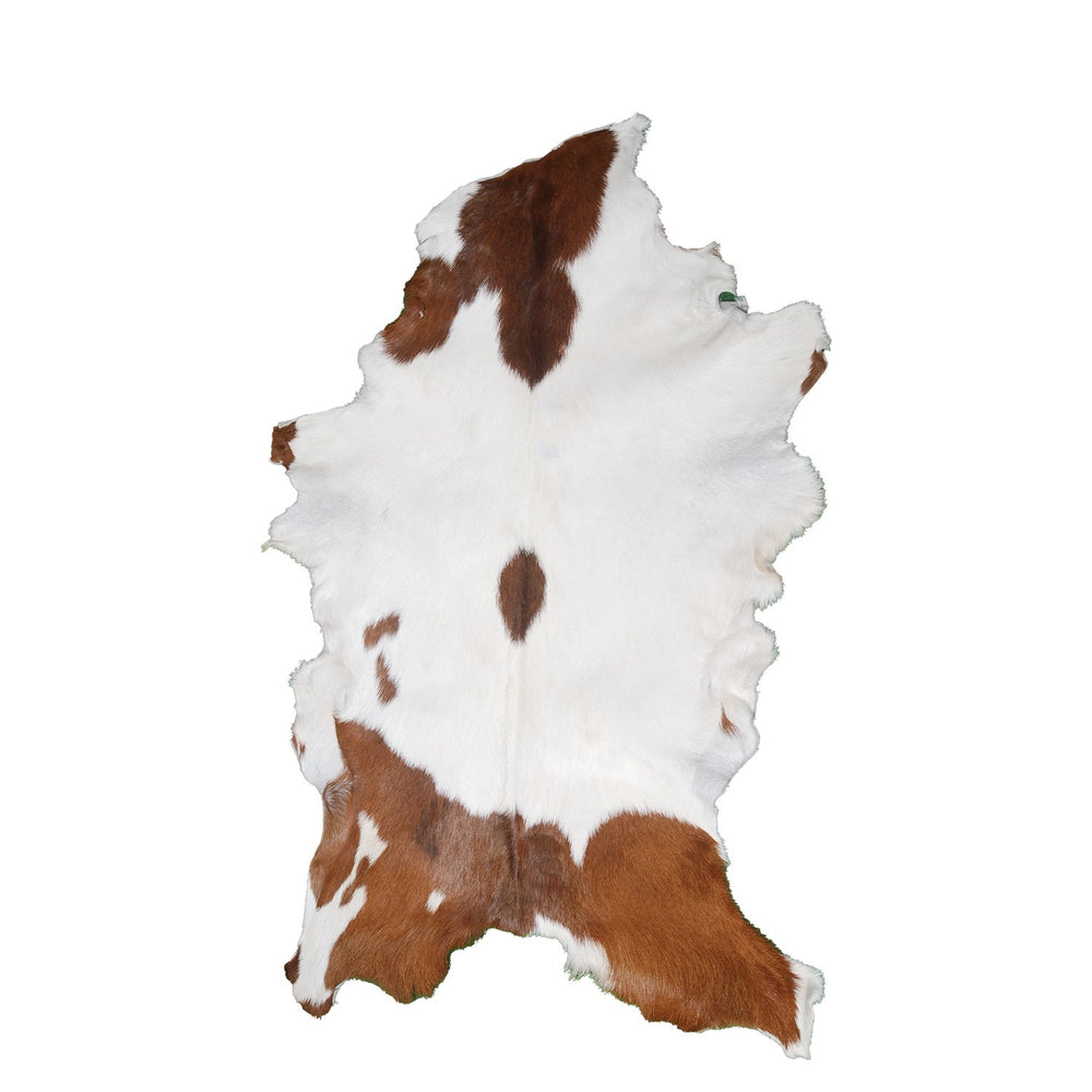 Luxurious Brown and White Goatskin Rug for Modern Home Décor - Hypoallergenic, Non-Shedding, Sustainable, Unique Hair-on Leather Rug - Celestial Leather Limited