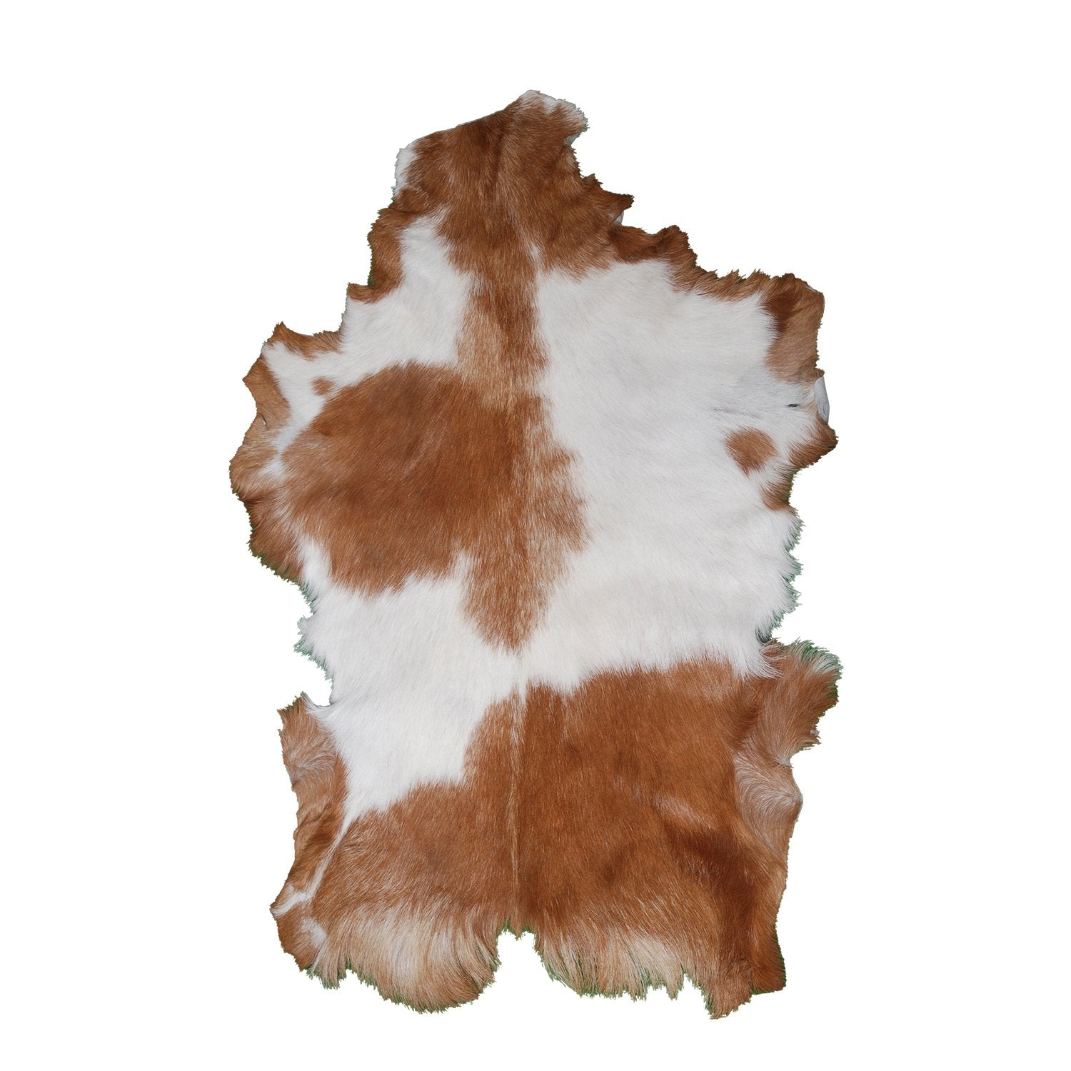 Luxury Brown and White Natural Goat Skin Rug with Modern Graphic Pattern for Stylish Wall Décor - Hypoallergenic and Non-Shedding, - Celestial Leather Limited