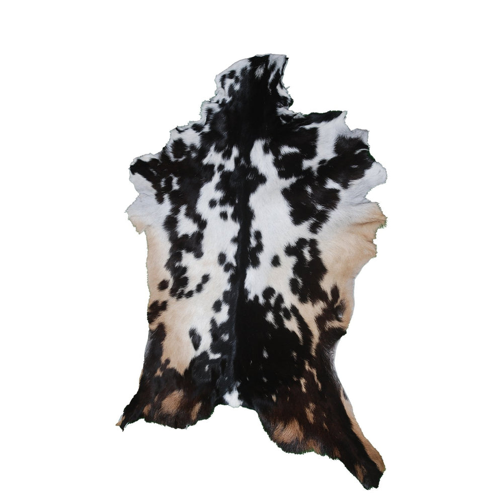 Luxurious Black White Handmade Goat Skin Rug - Unique Natural Beauty for Your Home - Celestial Leather Limited