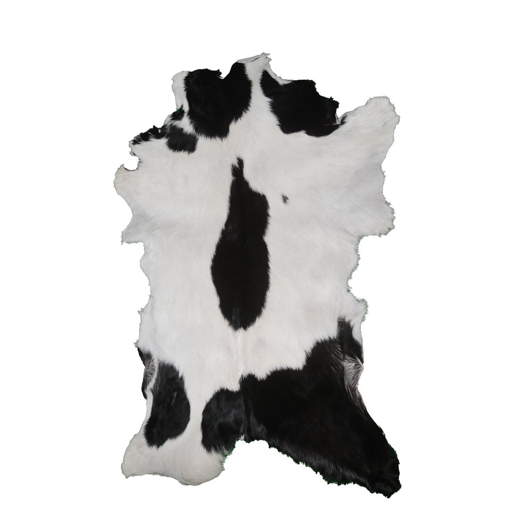 Luxury Black & White Goat Skin Rug - Modern Chic Decor, Natural Softness, Hypoallergenic, Eco-Friendly, Unique Pattern, Non-Slip Backing - Celestial Leather Limited
