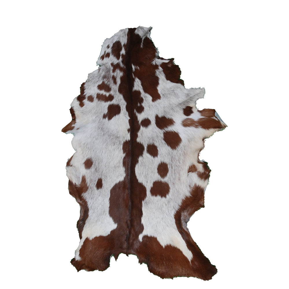 Luxurious Brown and White Goat Skin Rug - Premium Hair-On, Natural, and Sustainable - Elegant Home Decor Addition - Celestial Leather Limited