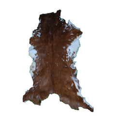 Luxury Brown & White Goat Hide Rug | Premium Hair-On Skin Rug for Home Decor - Celestial Leather Limited