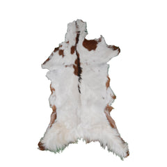 Luxurious Brown and White Goat Hide Rug | Handcrafted Premium Goatskin Rug - Sustainable, Eco-friendly, Hypoallergenic, Non-slip Suede Back - Celestial Leather Limited