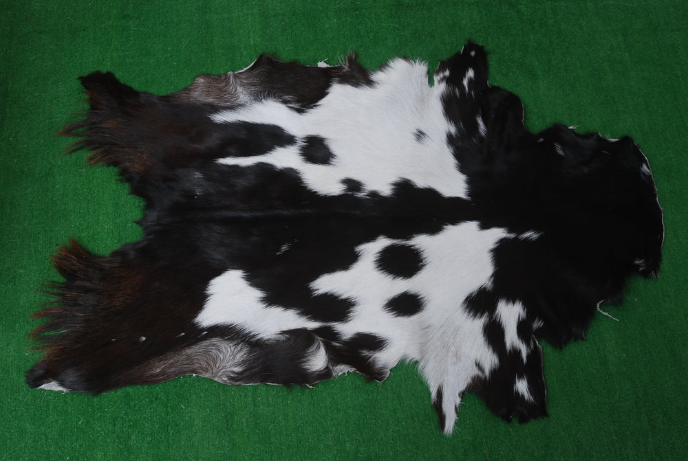 Natural Black and White Goat Hide Rug - Luxurious and Stylish Floor Accent - Celestial Leather Limited