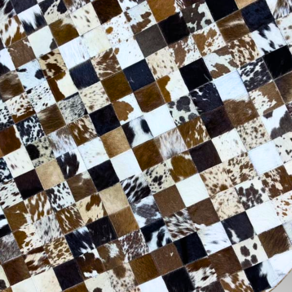 Checkered pattern with brown, black, and white patches