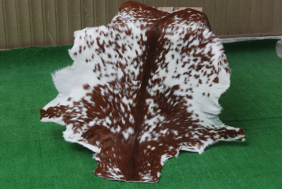 Handcrafted Dark Brown Goat Hide Rug - Soft, Natural Leather for Home Décor