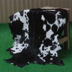 Black and White Handmade Goat Skin Rug – Rustic Charm for Your Home