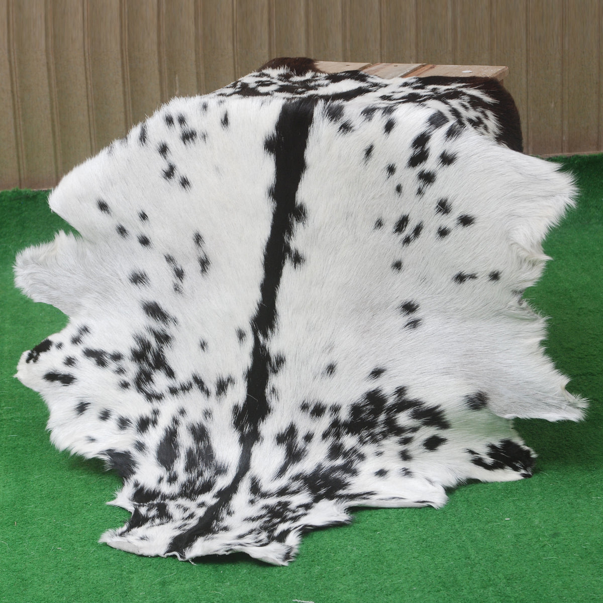 Black and White Handmade Goat Skin Rug – Natural Luxury for Your Home