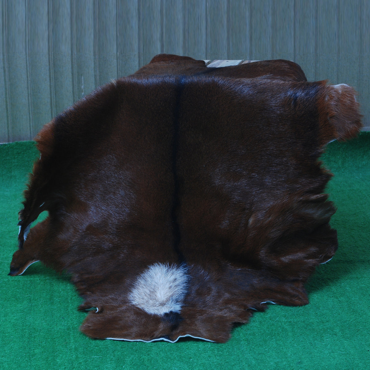 Handcrafted Dark Brown Goat Hide Rug - Soft, Natural Leather for Home Décor