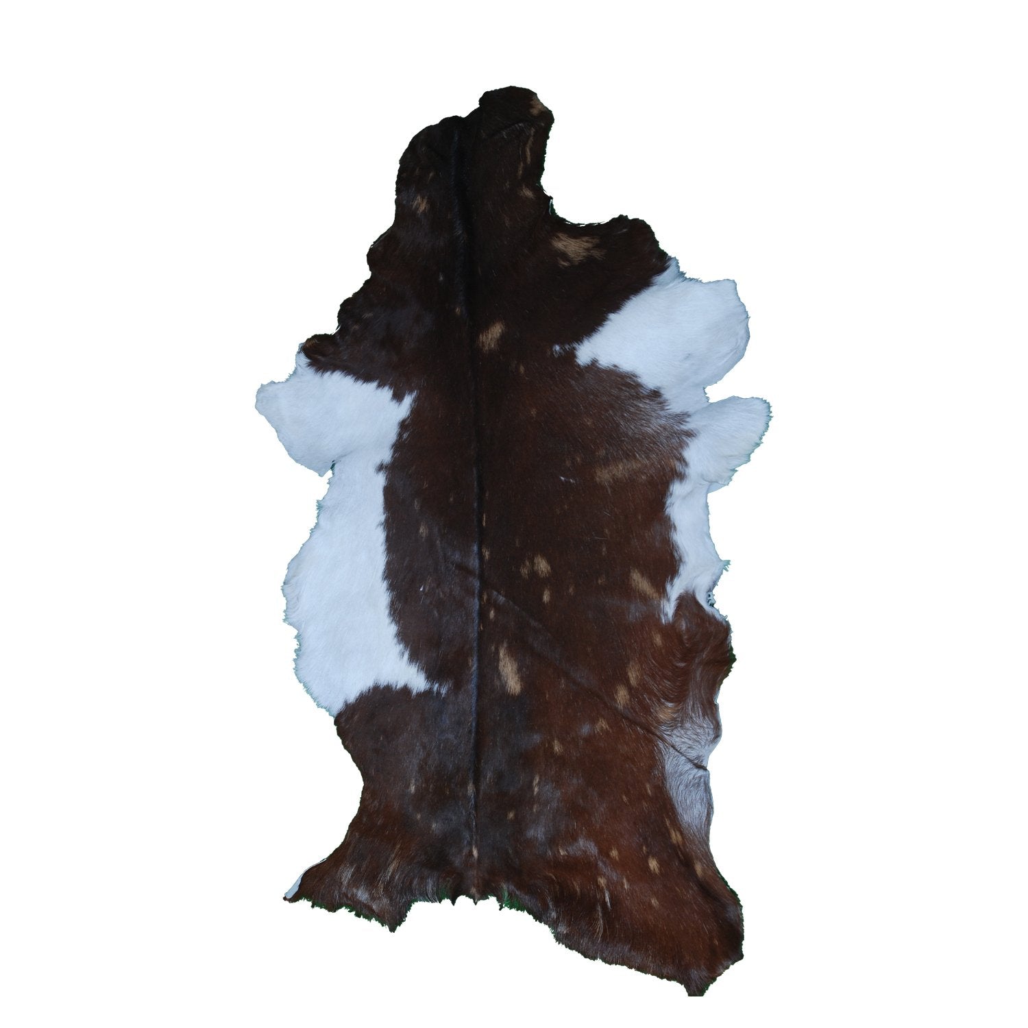 Luxurious Dark Brown & White Goat Skin Rug - Handmade Pure Goat Skin Floor Rugs for Stunning Natural Beauty & Eco-Friendly Charm - Celestial Leather Limited