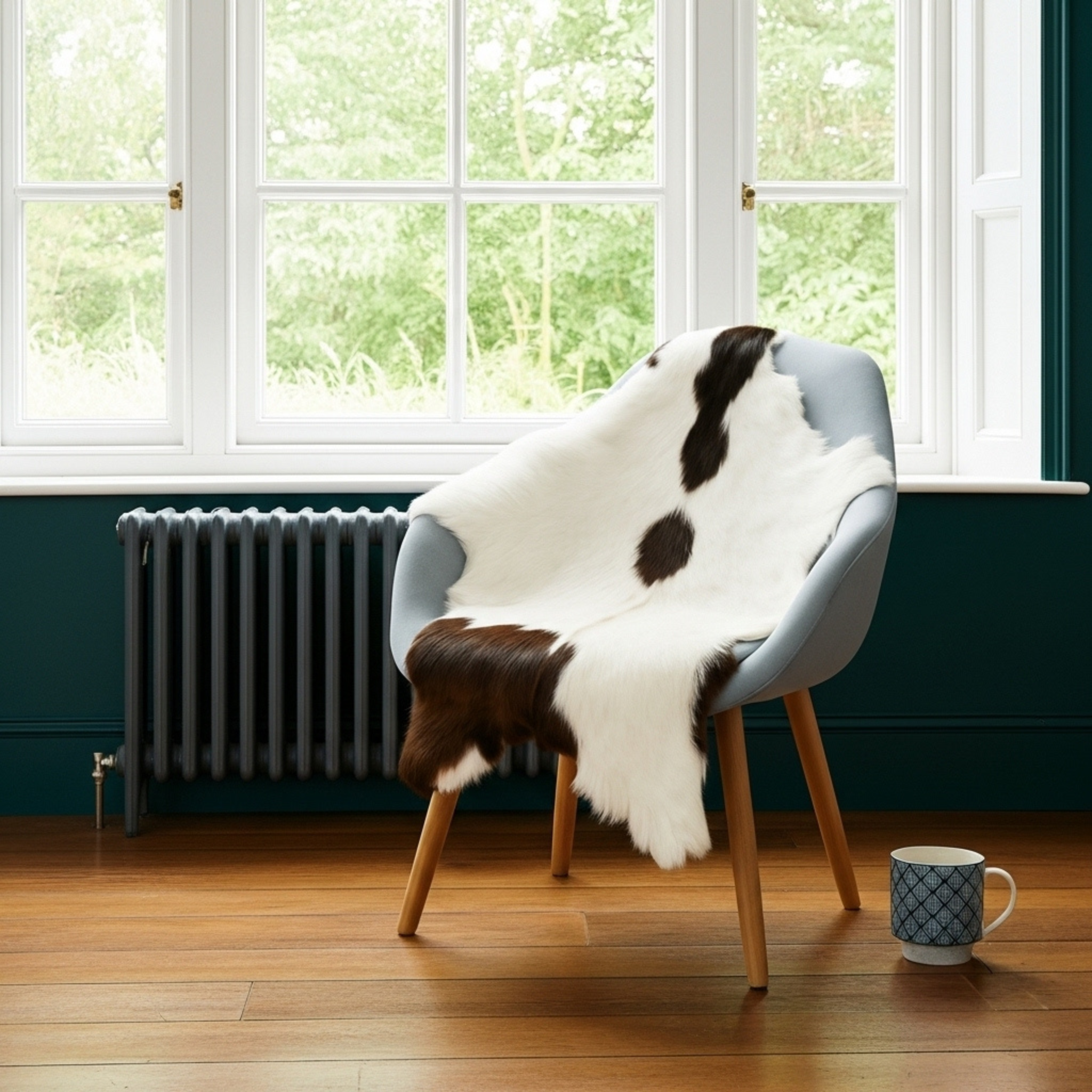 Authentic Dark Brown Goat Hide Rug - Unique Pattern for Modern and Classic Décor