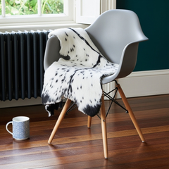 Authentic Black and White Goat Skin Rug - Perfect for Modern and Classic Décor