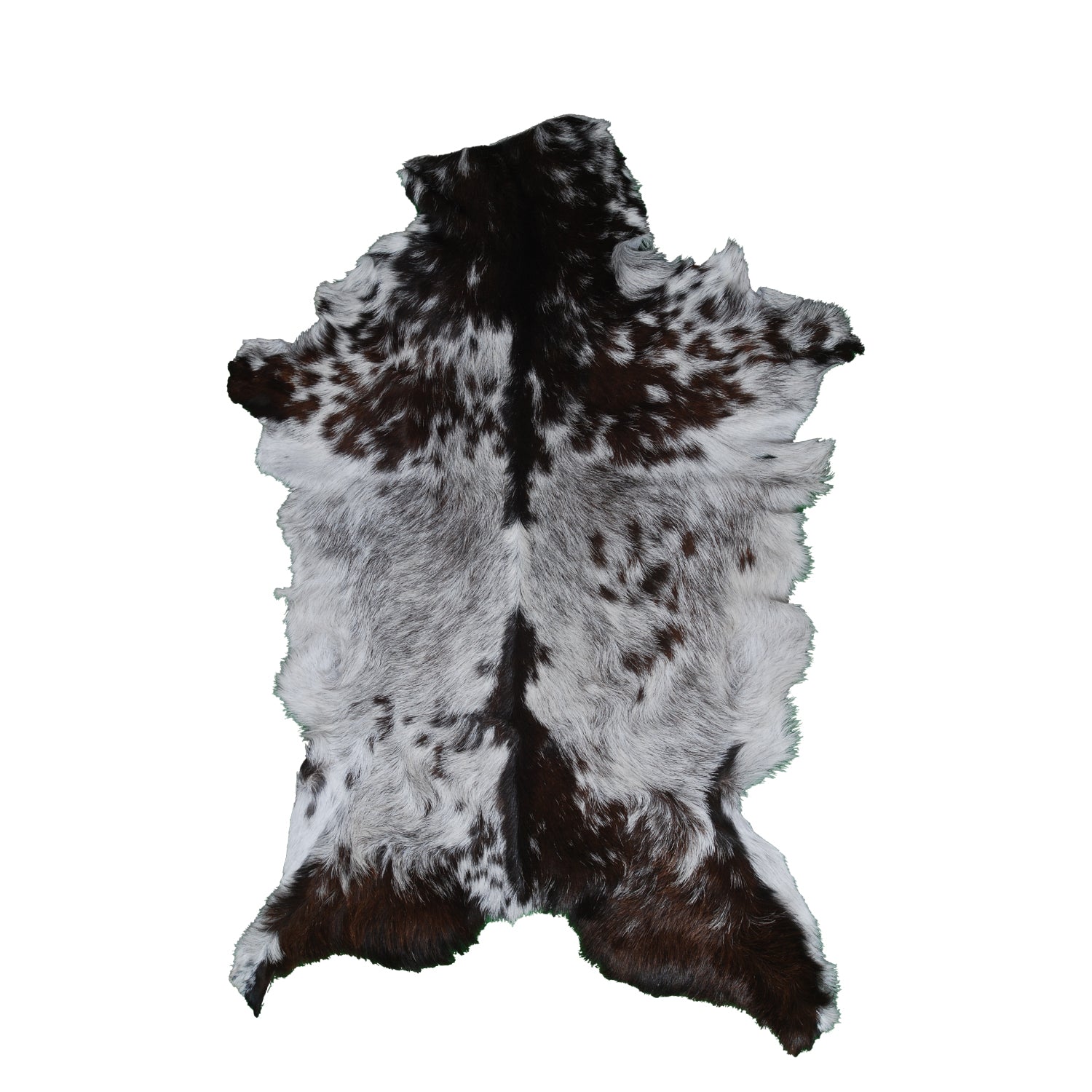 Elegant Black and White Goat Hide Rug - Perfect Accent for Any Room
