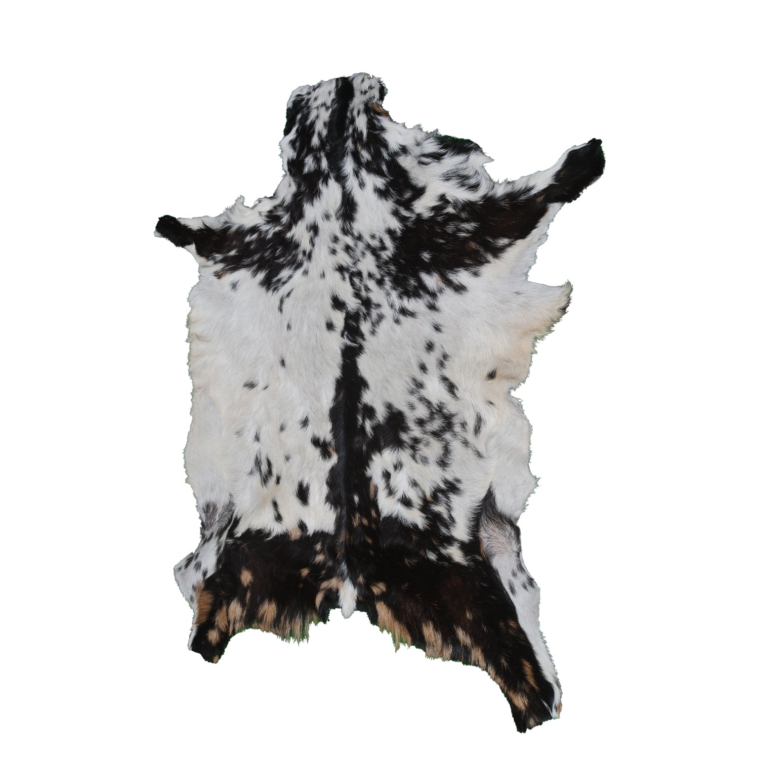 Decorative Black and White Goat Skin Rug - Genuine Leather for Sophisticated Spaces