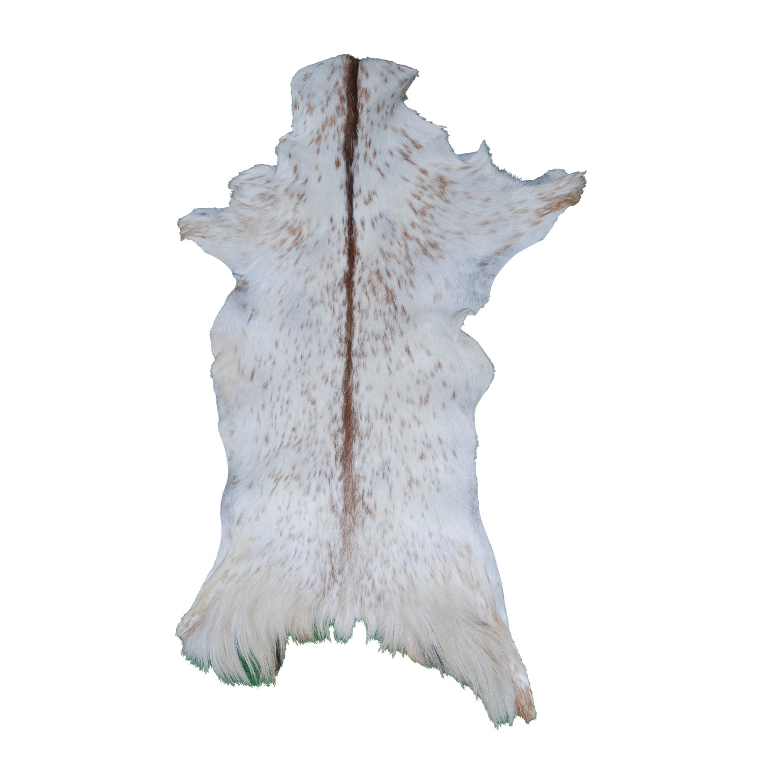 Handcrafted Brown and White Goat Skin Rug - Soft, Durable, and Elegant Décor - Celestial Leather Limited