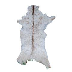 Handcrafted Brown and White Goat Skin Rug - Soft, Durable, and Elegant Décor - Celestial Leather Limited