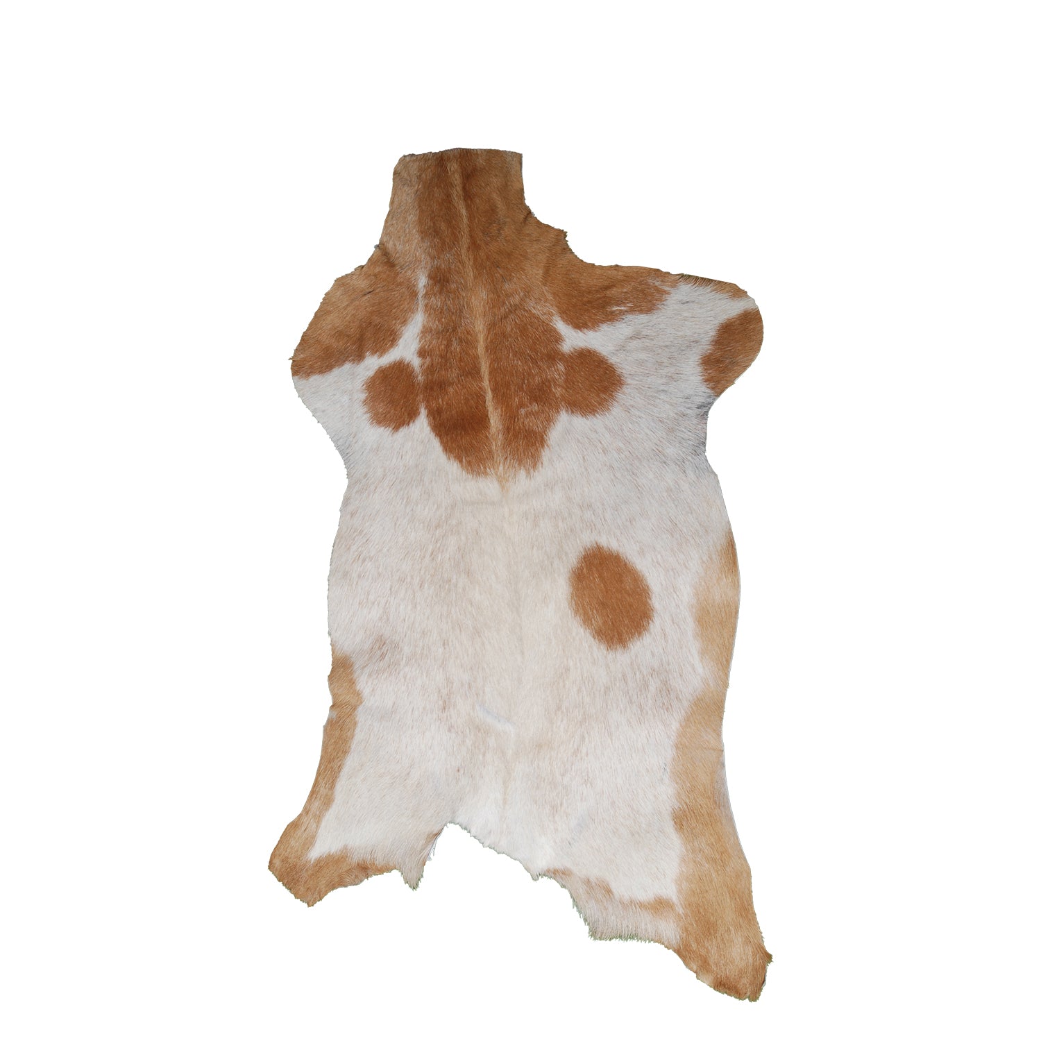 Elegant Brown and White Goat Hide Rug - Perfect Accent for Living Room or Bedroom