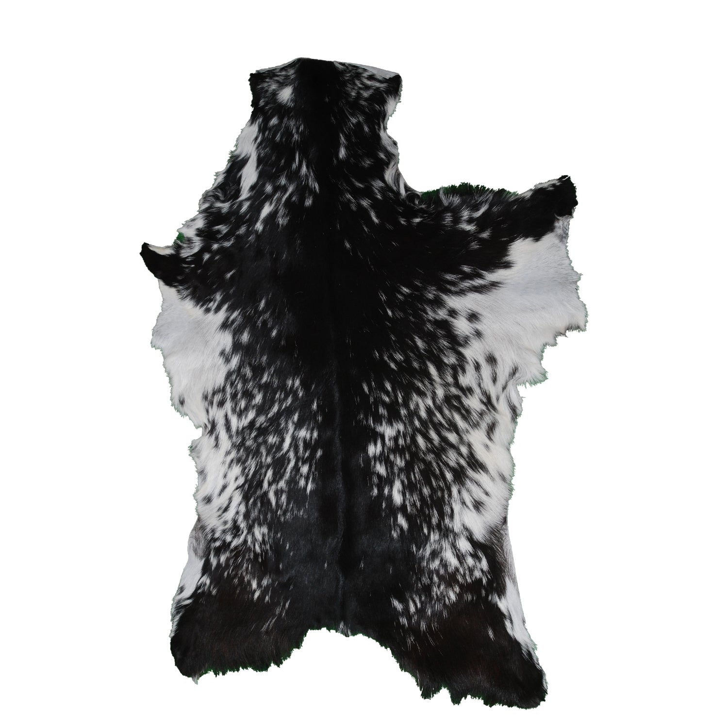 Luxurious Black and White Goat Skin Rug - Natural Hair-On Leather for Home Styling