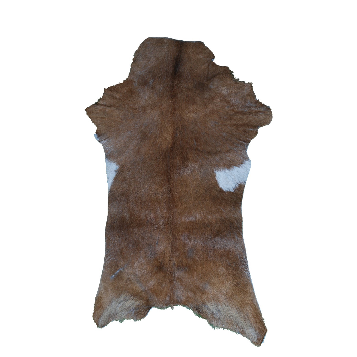 Elegant Brown and White Goat Hide Rug - Perfect Accent for Living Room or Bedroom