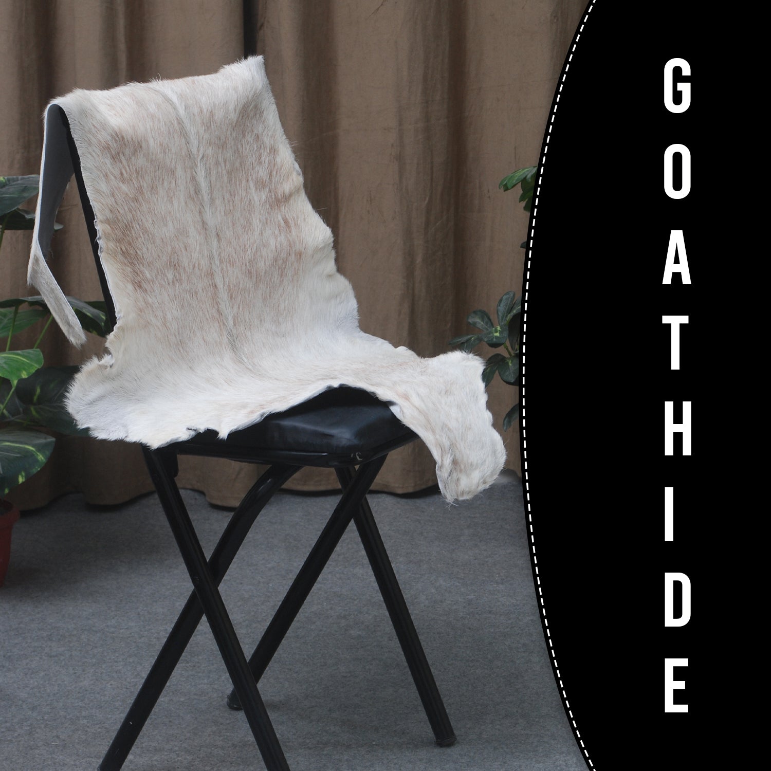 Brown and White Handmade Goat Skin Rug – Classic Elegance for Your Home