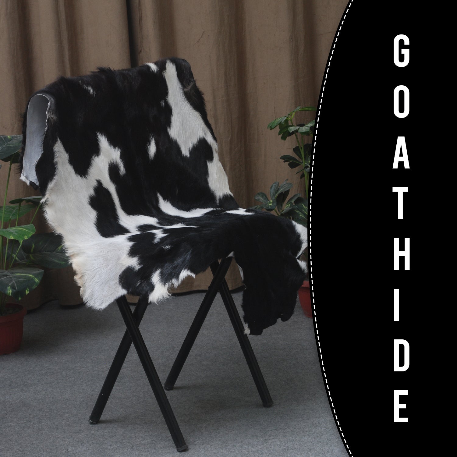 Black and White Handmade Goat Skin Rug – Natural Luxury for Your Home