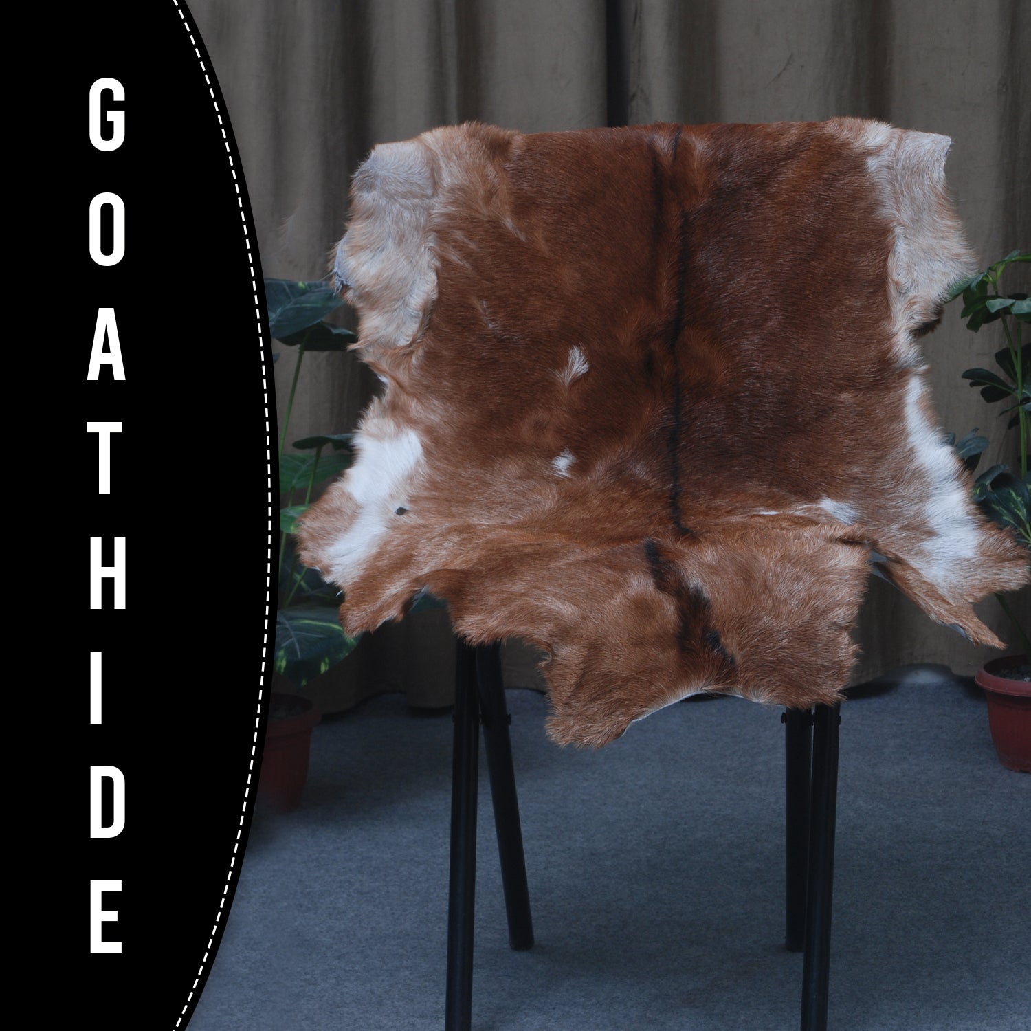 Authentic Dark Brown Goat Hide Rug - Unique Pattern for Modern and Classic Décor - Celestial Leather Limited