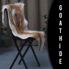 Brown and White Handmade Goat Skin Rug – Classic Elegance for Your Home