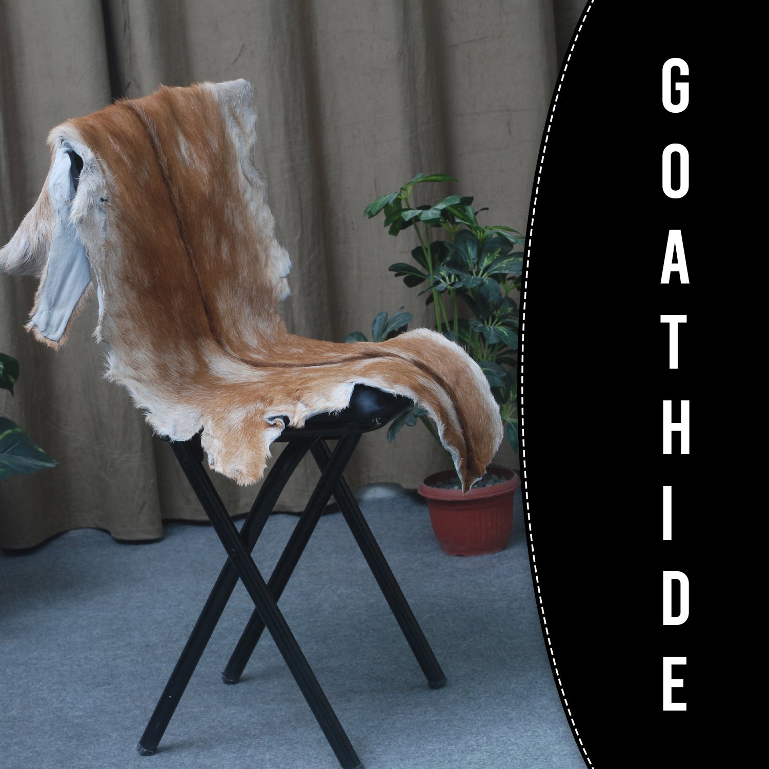 Brown and White Handmade Goat Skin Rug – Classic Elegance for Your Home