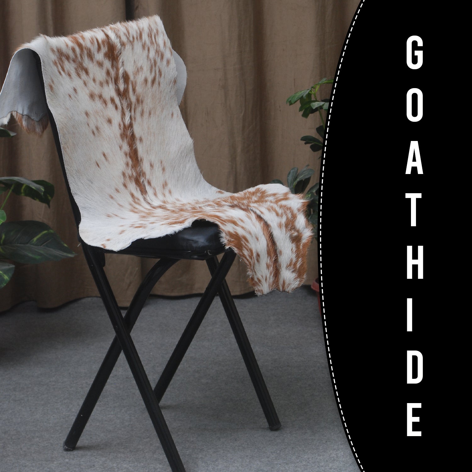 Brown and White Handmade Goat Skin Rug – Classic Elegance for Your Home