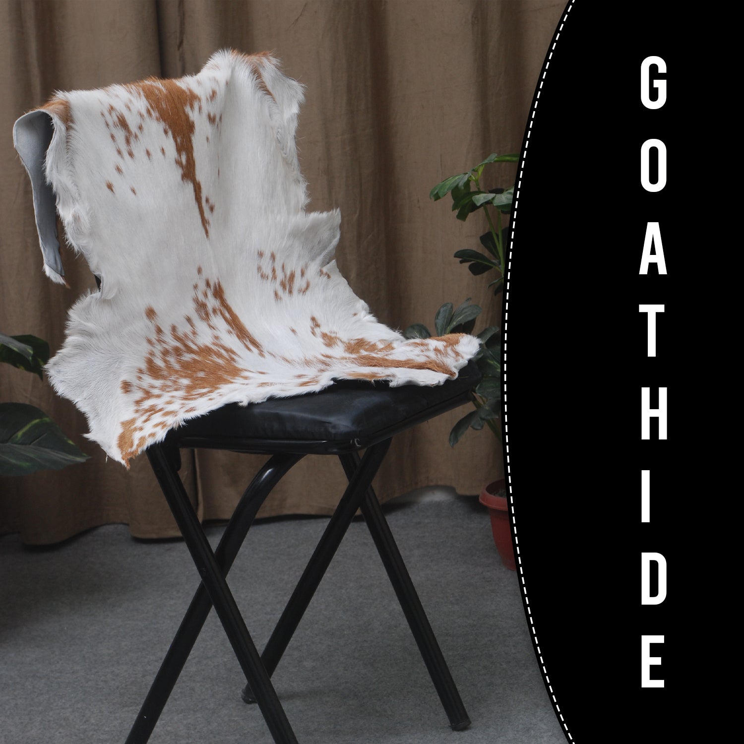 Luxurious Brown & White Genuine Goat Skin Rug for Home Décor - Celestial Leather Limited