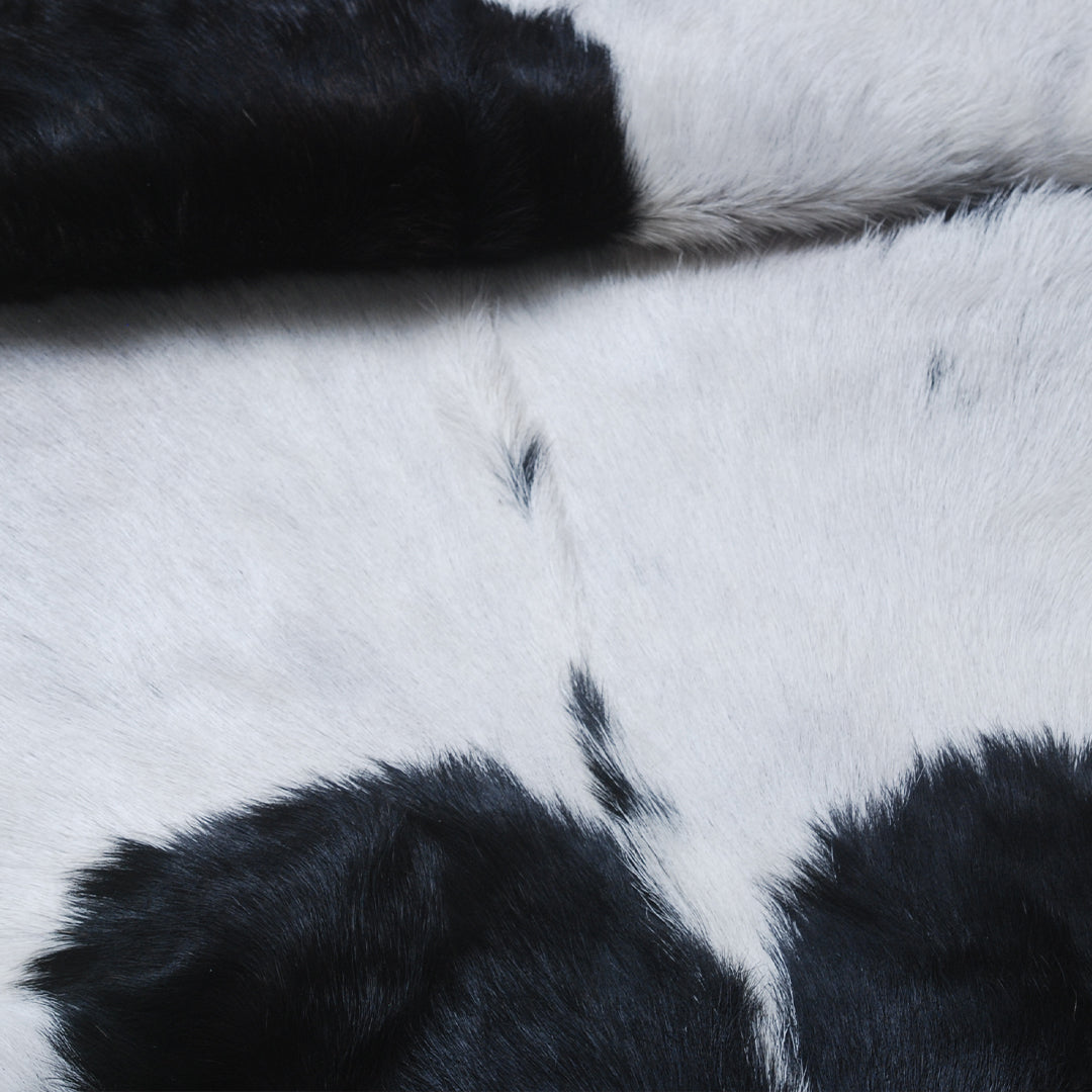 Hair-On Goat Skin Rug - Black and White Design for Unique Living Spaces - Celestial Leather Limited