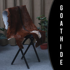 Handcrafted Dark Brown Goat Hide Rug - Soft, Natural Leather for Home Décor