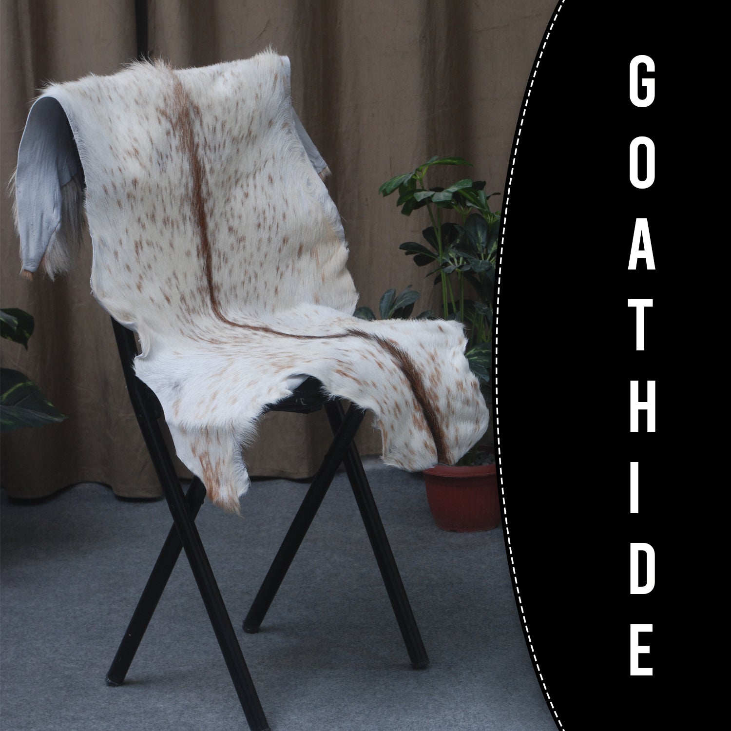 Handcrafted Brown and White Goat Skin Rug - Soft, Durable, and Elegant Décor - Celestial Leather Limited