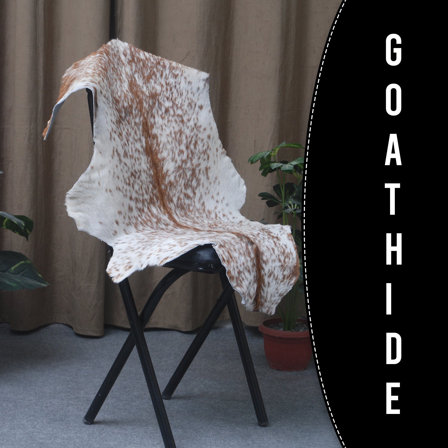 Authentic Hair-On Goat Skin Rug - Brown and White Pattern for Stylish Interiors - Celestial Leather Limited