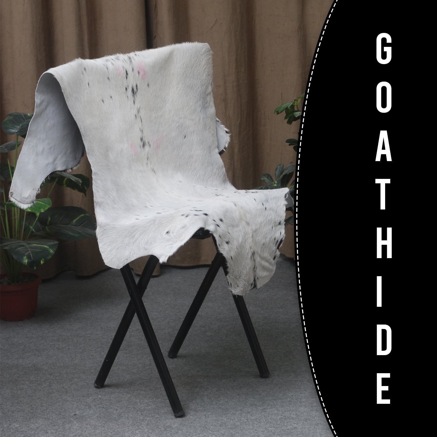 Brown and White Handmade Goat Skin Rug – Classic Elegance for Your Home