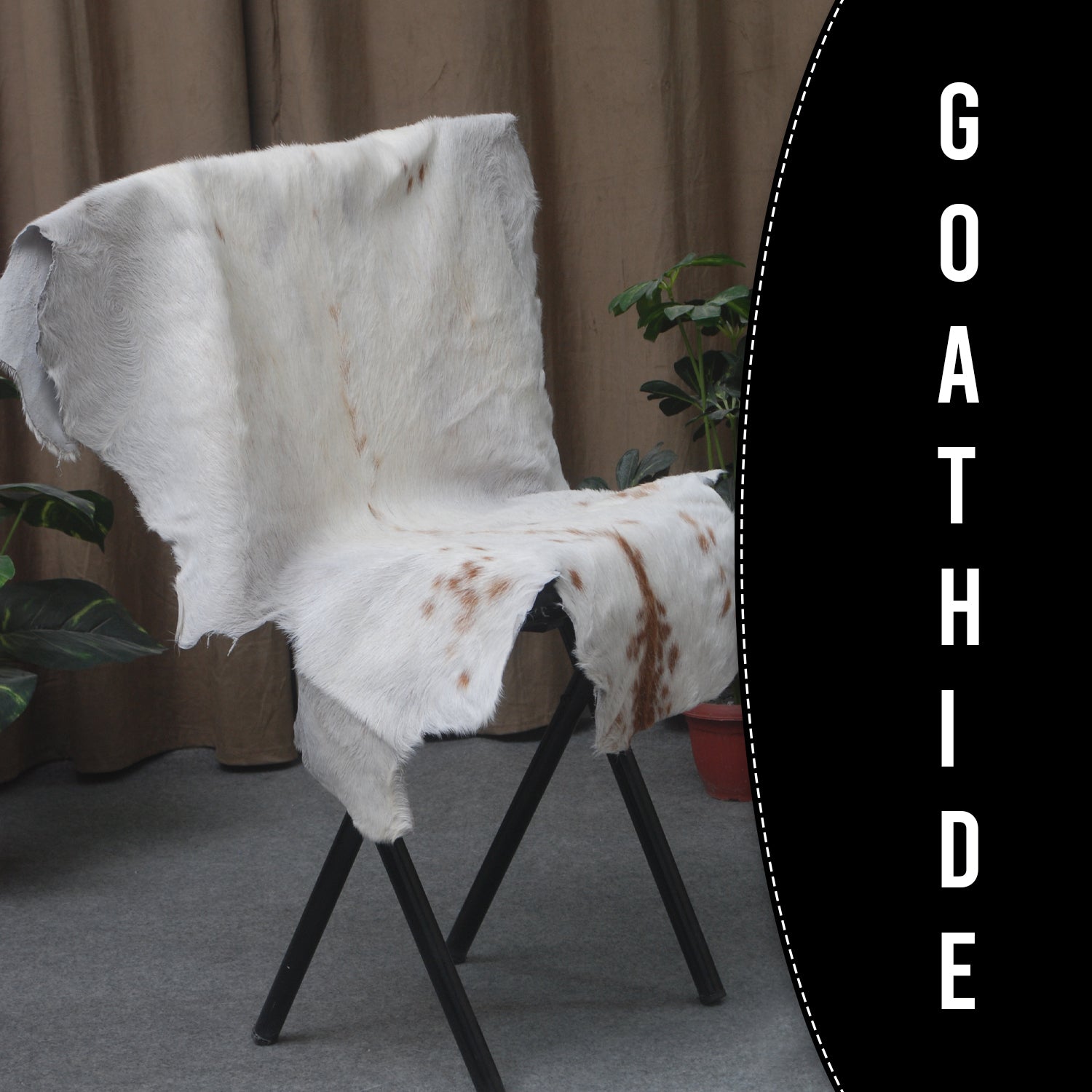 Authentic Hair-On Goat Skin Rug - Brown and White Pattern for Stylish Interiors