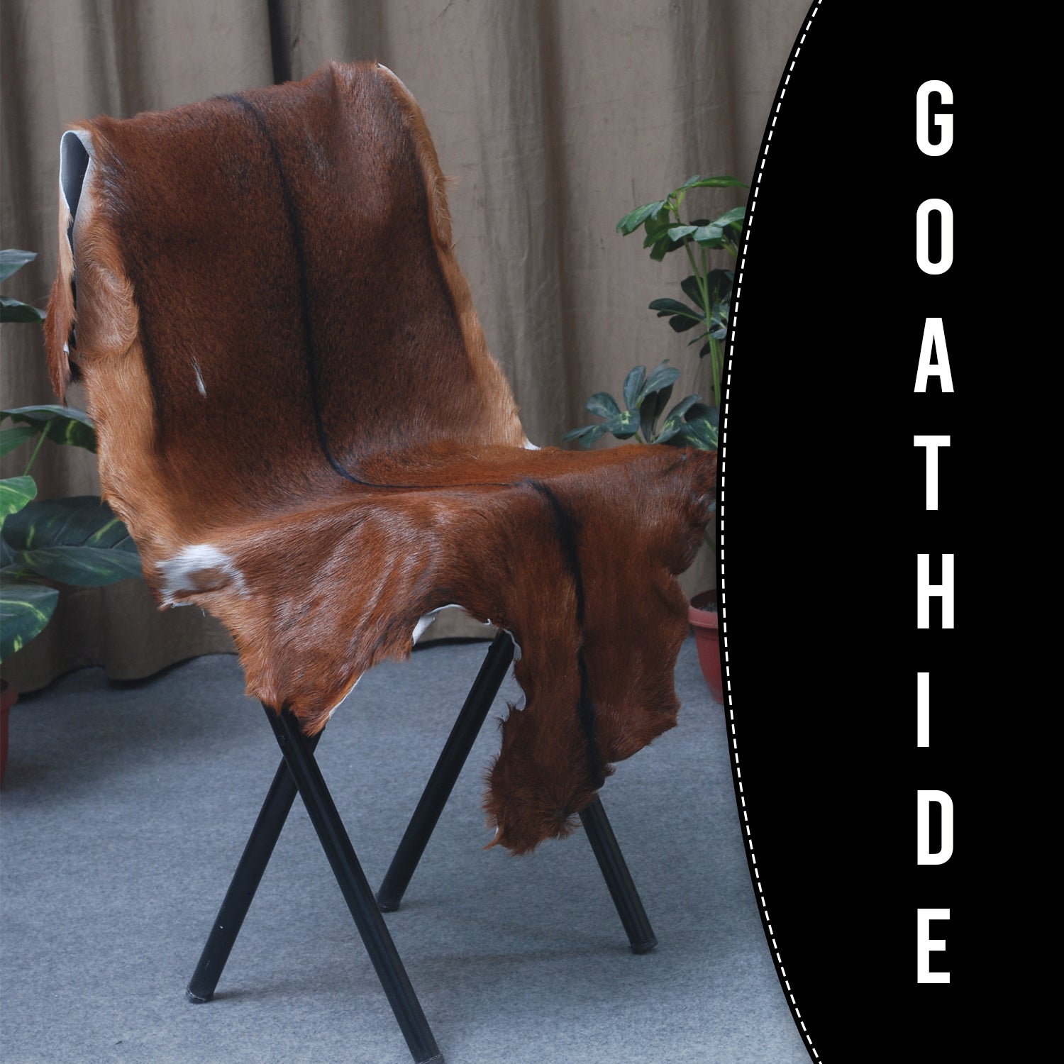 Dark Brown Rug - Soft, Durable, and Eco-Friendly - Handmade Pure Goat Skin Floor Rug - Non-Slip Suede Back