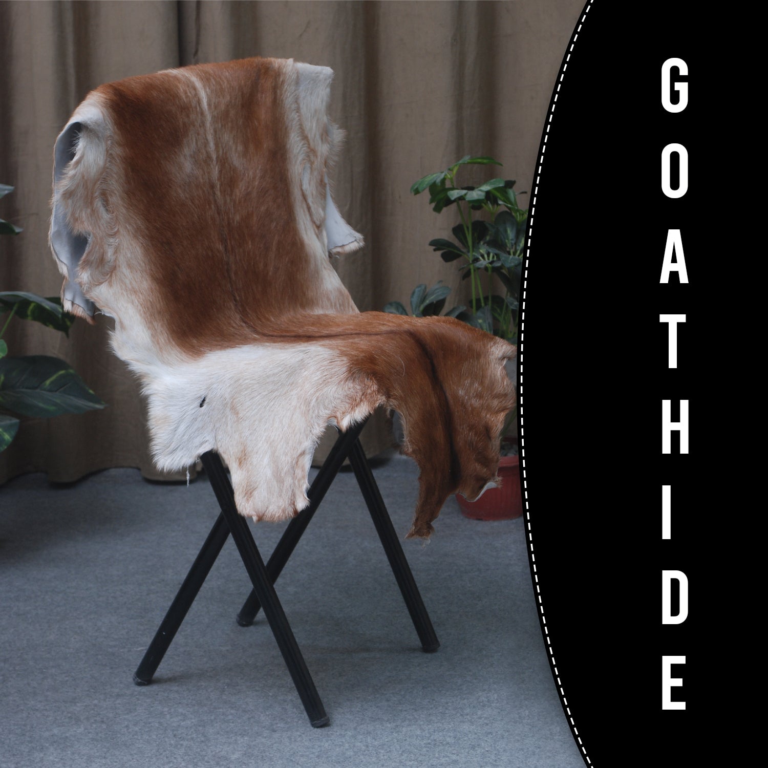Handcrafted Dark Brown Goat Hide Rug - Soft, Natural Leather for Home Décor