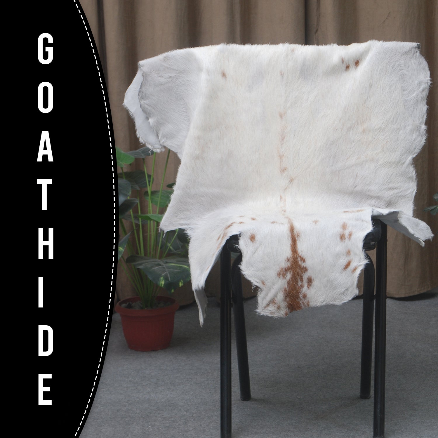 Authentic Hair-On Goat Skin Rug - Brown and White Pattern for Stylish Interiors