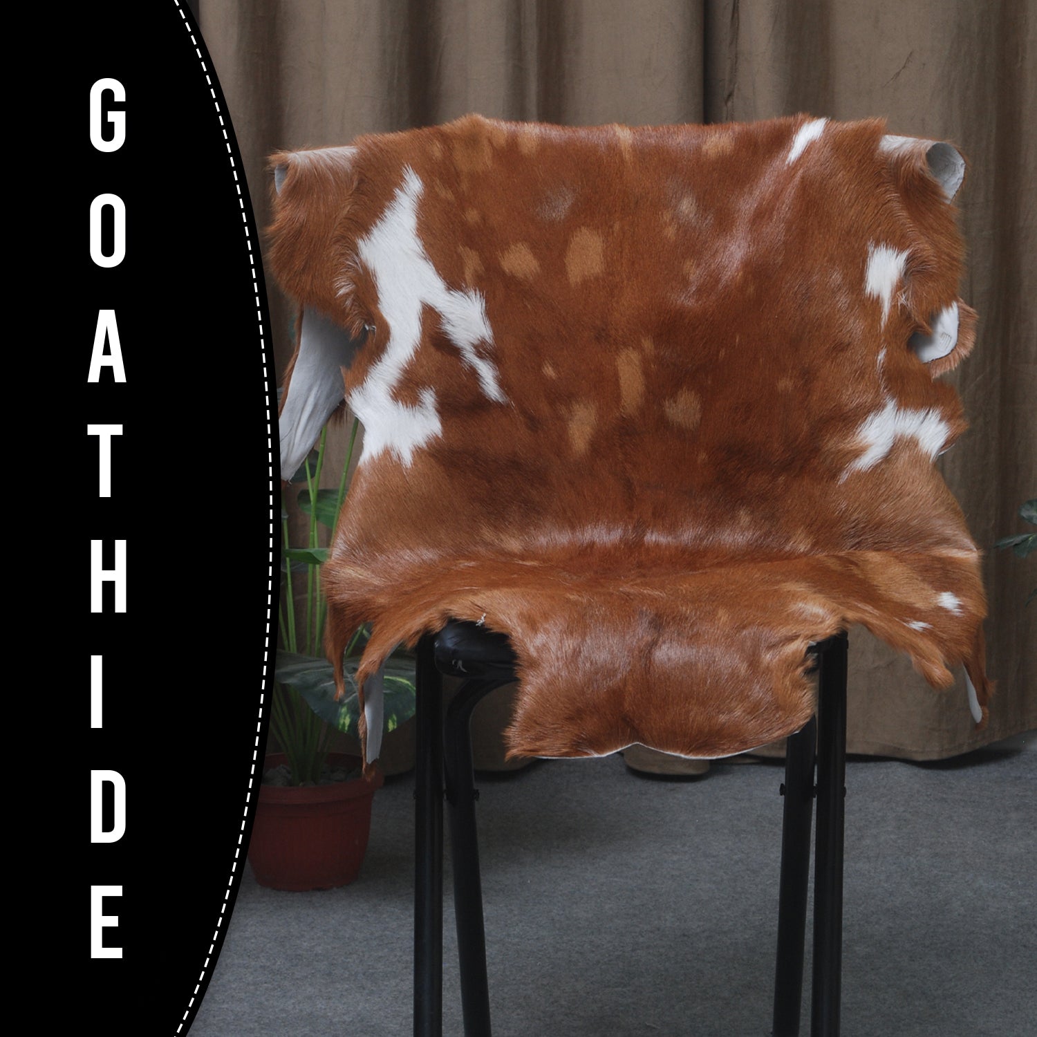 Authentic Hair-On Goat Skin Rug - Rich Dark Brown for Sophisticated Interiors