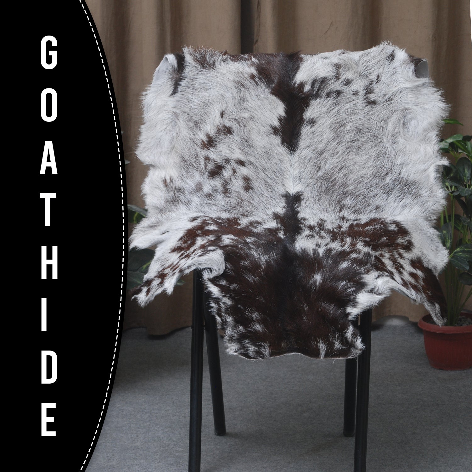 Elegant Black and White Goat Hide Rug - Perfect Accent for Any Room