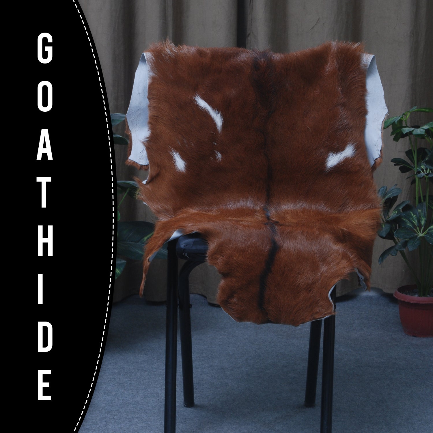 Decorative Dark Brown Goat Skin Rug - Luxurious Touch for Living Spaces